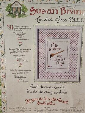 Bucilla Susan Branch Counted Cross Stitch Life Is Short Eat Dessert First Kit